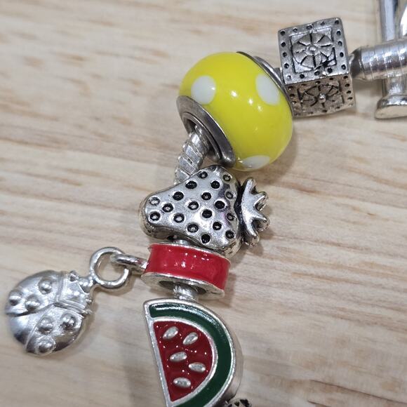 Charm Bracelet June Bug Summer Bugs Kite Yellow European Beads Bee Ice Cream - Picture 7 of 9